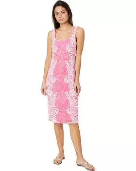 Платье Lilly Pulitzer Mick Square Neck Ribbed, цвет Roxie Pink Shadow Dancer Engineered