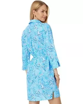 Платье Lilly Pulitzer Pilar Tunic Linen Dress, цвет Amalfi Blue By The Seashore