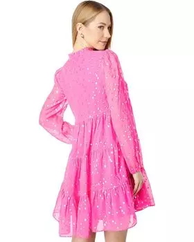 Платье Lilly Pulitzer Sarita Silk Dress, цвет Pink Topaz Gold Metallic Silk Clip