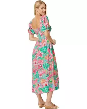 Платье Lilly Pulitzer SELAH SHORT SLEEVE SMOCKED, цвет Multi Journey To The Jungle