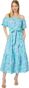 Платье Lilly Pulitzer Tamie Off-the-Shoulder Dress, цвет Surf Blue Soleil It On Me