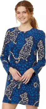 Платье Lilly Pulitzer Tyra Long Sleeve Silk Dre, цвет Low Tide Navy Oversized Easy To Spot