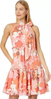 Платье Linen Bow Neck Ruffle Trapeze Vince Camuto, коралловый