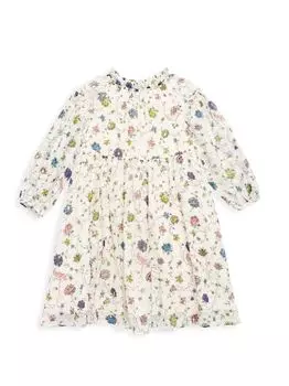 Платье Little Girl's & Girl's Bluebell в швейцарский горошек с цветочным принтом Bonpoint, белый