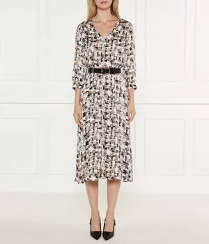 Платье Liu Jo с принтом и поясом, коричневый