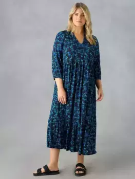 Платье Live Unlimited Curve Ditsy Midi, цвет blue/multi