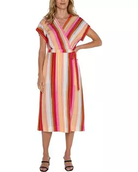 Платье Liverpool Los Angeles Dolman Sleeve Wrap Front Midi, цвет Berry Blossom Multistripe
