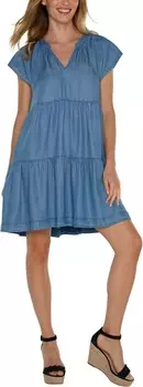 Платье Liverpool Los Angeles Tiered Flutter Sleeve Dress, цвет Delwood