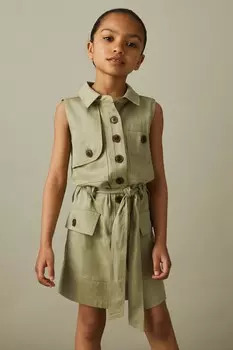 Платье Lola в практичном стиле с поясом Reiss, хаки