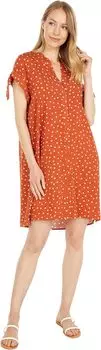 Платье London Times Happy Dot Printed Crepe Short Sleeve Shift, цвет Copper/White
