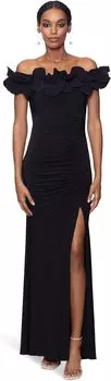 Платье Long Ity Off-the-Shoulder Ruffle XSCAPE, черный