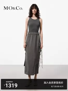 Платье лоскутное Moco 2024 Moanke на подтяжках, серый