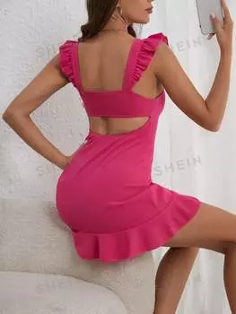 Платье лоскутное Shein Priv трапециевидного силуэта, розовый