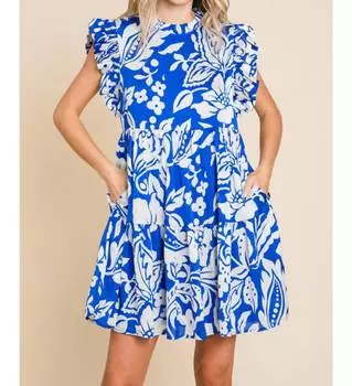 Платье Lost Cause в синем/белом цвете Jodifl