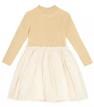 Платье lotus из смесовой шерсти и тюля Donsje, бежевый