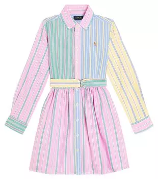 Платье louella в полоску из хлопка Polo Ralph Lauren Kids, мультиколор