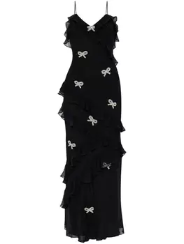 Платье LoveShackFancy Rialto с бантом, черный