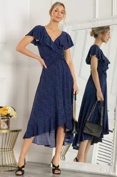 Платье Luciana с оборками и глубоким подолом Jolie Moi, синий