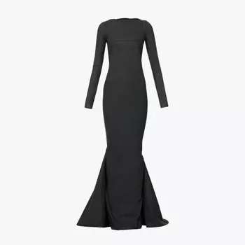 Платье Luna с открытой спиной и силуэтом «рыбий хвост» из эластичного денима Rick Owens, черный