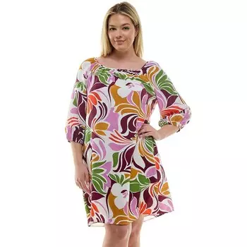 Платье Luxology с рукавами реглан больших размеров, цвет Ivory Green Gold