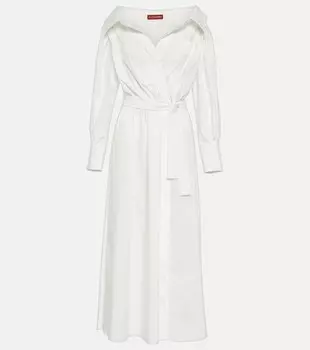 Платье Lyddy из смесового хлопка с запахом ALTUZARRA, белый