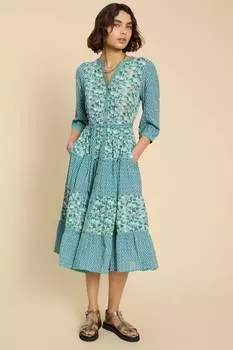 Платье Mabel с комбинированным принтом White Stuff, синий