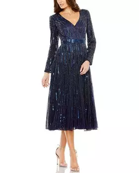 Платье Mac Duggal длиной до колена, синий