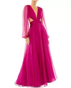 Платье Mac Duggal с оборками и А-силуэтом, цвет berry