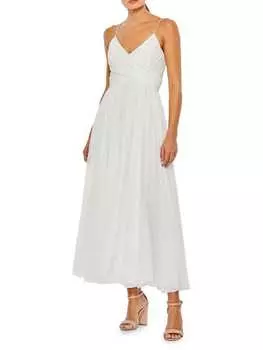 Платье Mac Duggal с запахом и искусственным вырезом с вырезом, белый