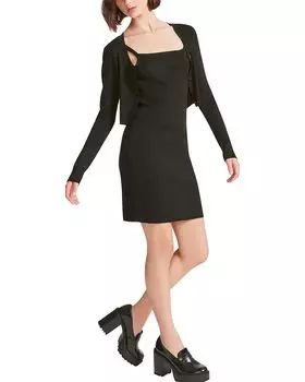 Платье Madden Girl Cami Dress & Square Neck Cropped Cardi Set, черный