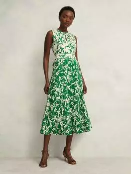 Платье мэдди с перевернутым цветочным рисунком Hobbs, цвет Green/Cream