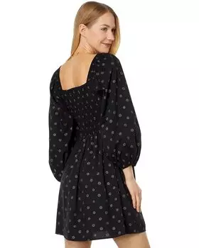 Платье Madewell Emine - Long Sleeve Ruched Lucie Mini - Foil Floral, реальный черный