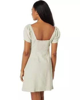 Платье Madewell Linen-Cotton Puff-Sleeve Mini Dress, цвет Faded Seagrass