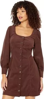 Платье Madewell Long Sleeve Seamed Retro Dress - Baby Cord, цвет Chocolate Raisin