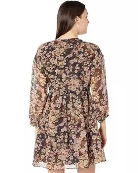 Платье Madewell Long Sleeve Tiered Mini in Floral Print, цвет Coal