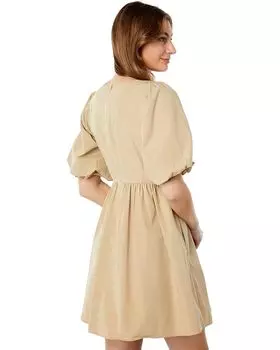 Платье Madewell Poplin V-Neck Bubble-Sleeve Mini Dress, цвет Toasted Sesame
