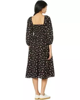 Платье Madewell Puff-Sleeve Midi Dress in Woodland Floral, реальный черный