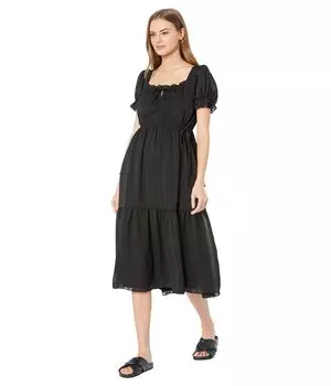 Платье Madewell, Square-Neck Tiered Midi Dress in Textured Seersucker