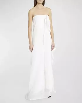 Платье Madleine с каскадной драпировкой без бретелек THE ROW, цвет Ivory