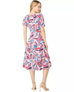 Платье Maggy London Flare Midi Dress with Raglan Sleeves, цвет Blush/Red