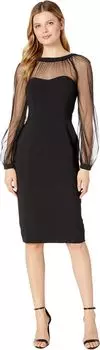 Платье Maggy London Mystic Crepe Cocktail Sheath with Mesh Illusion Sleeve, черный