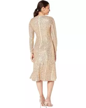 Платье Maggy London Sequin Dress with Shirring at Waist and Slit, розовое золото