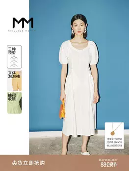 Платье Mai Meng с цветочными пышными рукавами, черный