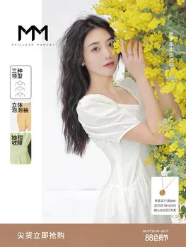 Платье Mai Meng с квадратным воротником во французском стиле, черный