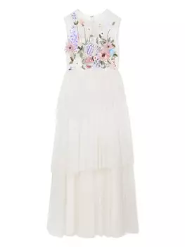 Платье MAISON AVA с цветочной вышивкой, белый