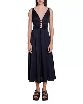 Платье Maje Ryalana с глубоким вырезом, черный