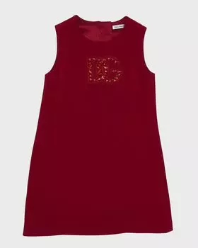Платье-майка для девочек, украшенное стразами и логотипом Dolce&Gabbana, цвет Bright Red