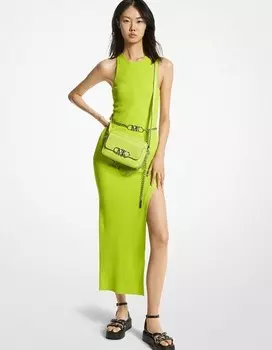 Платье-майка из эластичного трикотажа в рубчик Michael Michael Kors Ribbed Stretch Knit Tank, зеленый