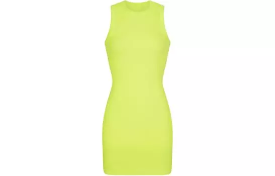 Платье-майка из хлопка в рубчик SKIMS, без рукавов, женское, нарцисс/нарцисс, DAFFODIL/Narcissus