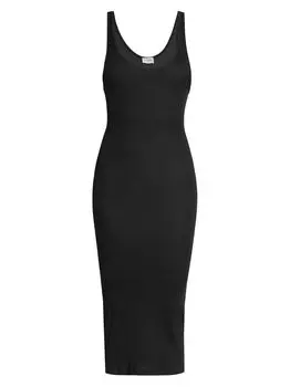Платье-майка из шелкового трикотажа в рубчик Saint Laurent